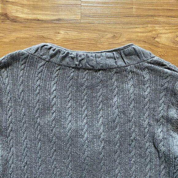 EDDIE BAUER M Y2K Gray Cable Knit V-Neck Long-Sleeve Sweater Bella Swan Preppy - Picture 14 of 16
